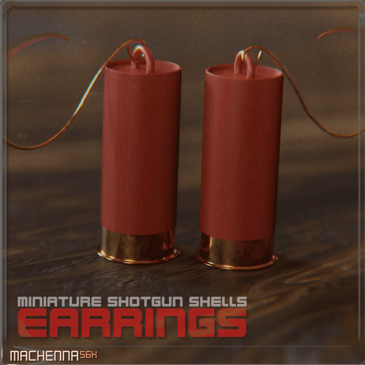 Miniature Shotgun Shells Earrings 3d model