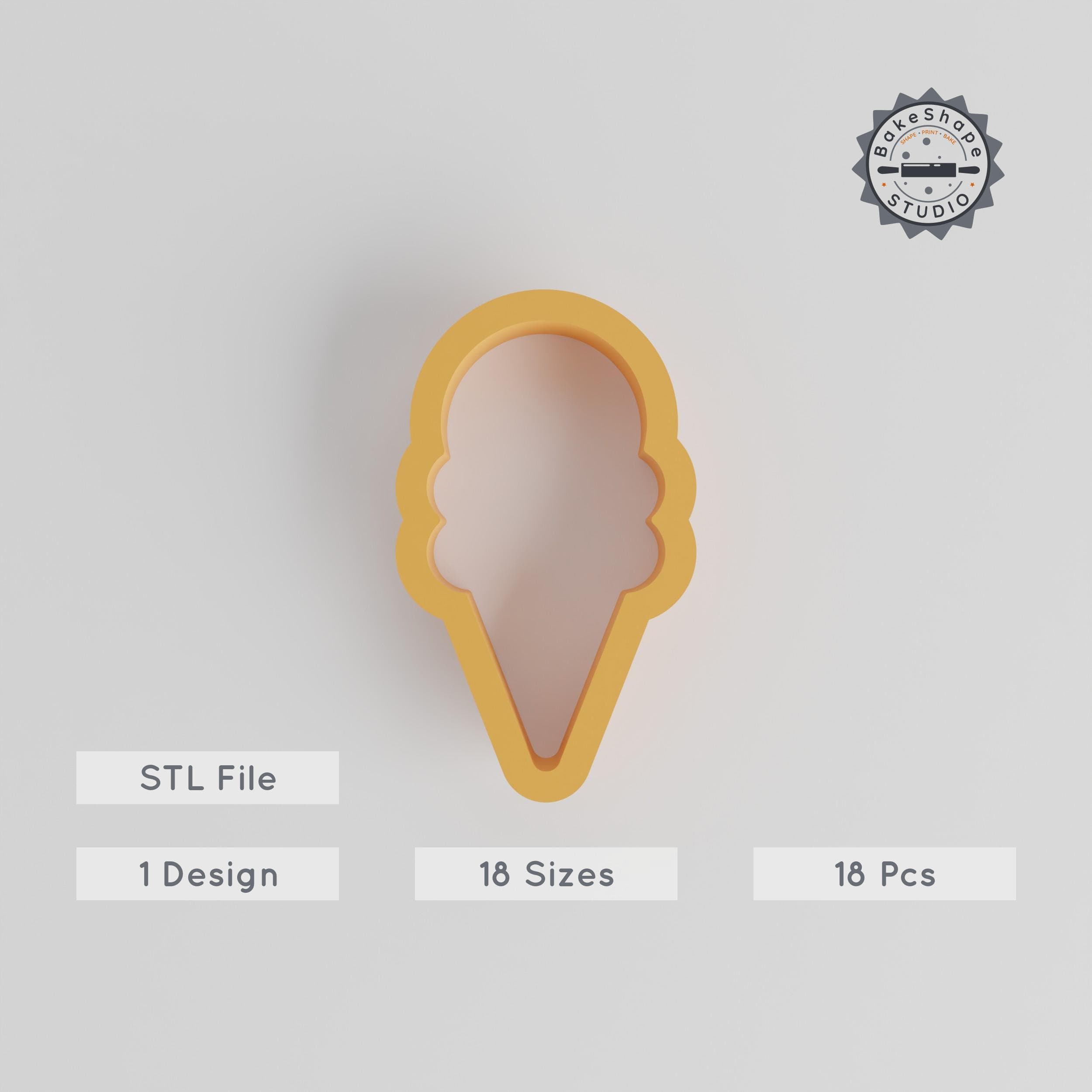 Ice Cream Shape Cutter Set, 18 Sizes from 0.75"-5", Perfect for Cookies, Fondant, Clay PRODUCT_2750 3d model