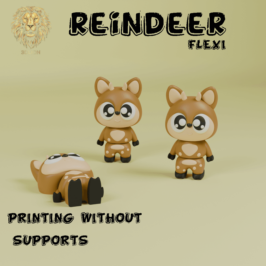 Cute Flexi Reindeer 3d model