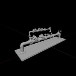 Triple-Valve Industrial Manifold | Heavy Infrastructure | HO/O Scale 3d model