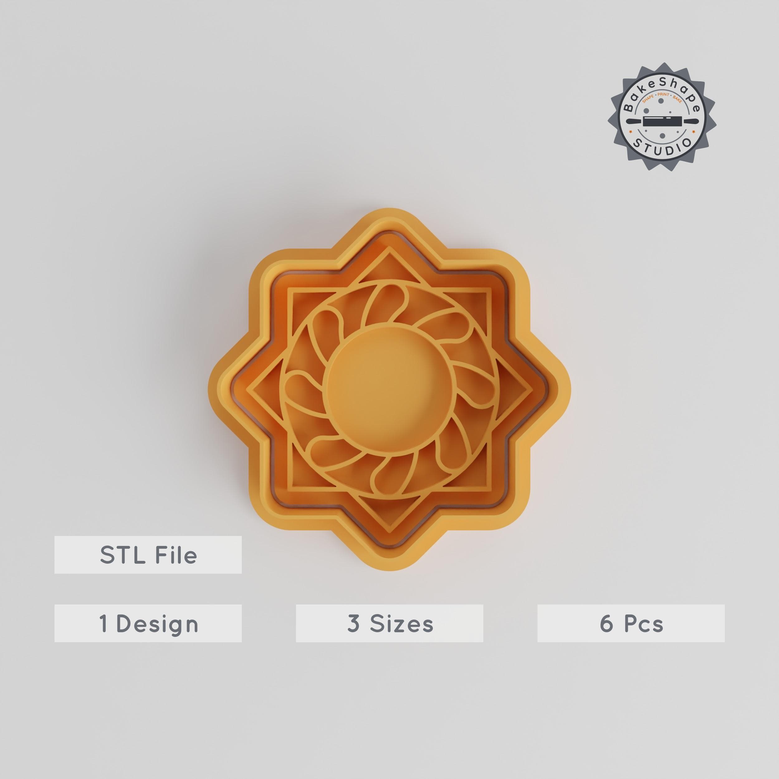 Mandala Shape Cutter & Stamp Set, Perfect for Cookies & Fondant, Includes S/M/L Sizes, 6-Piece Geometric Design, Artful Mandala PRODUCT_5149 3d model
