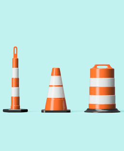 Traffic Cone, Construction Barrel, Delineator Post Assortment 3d model