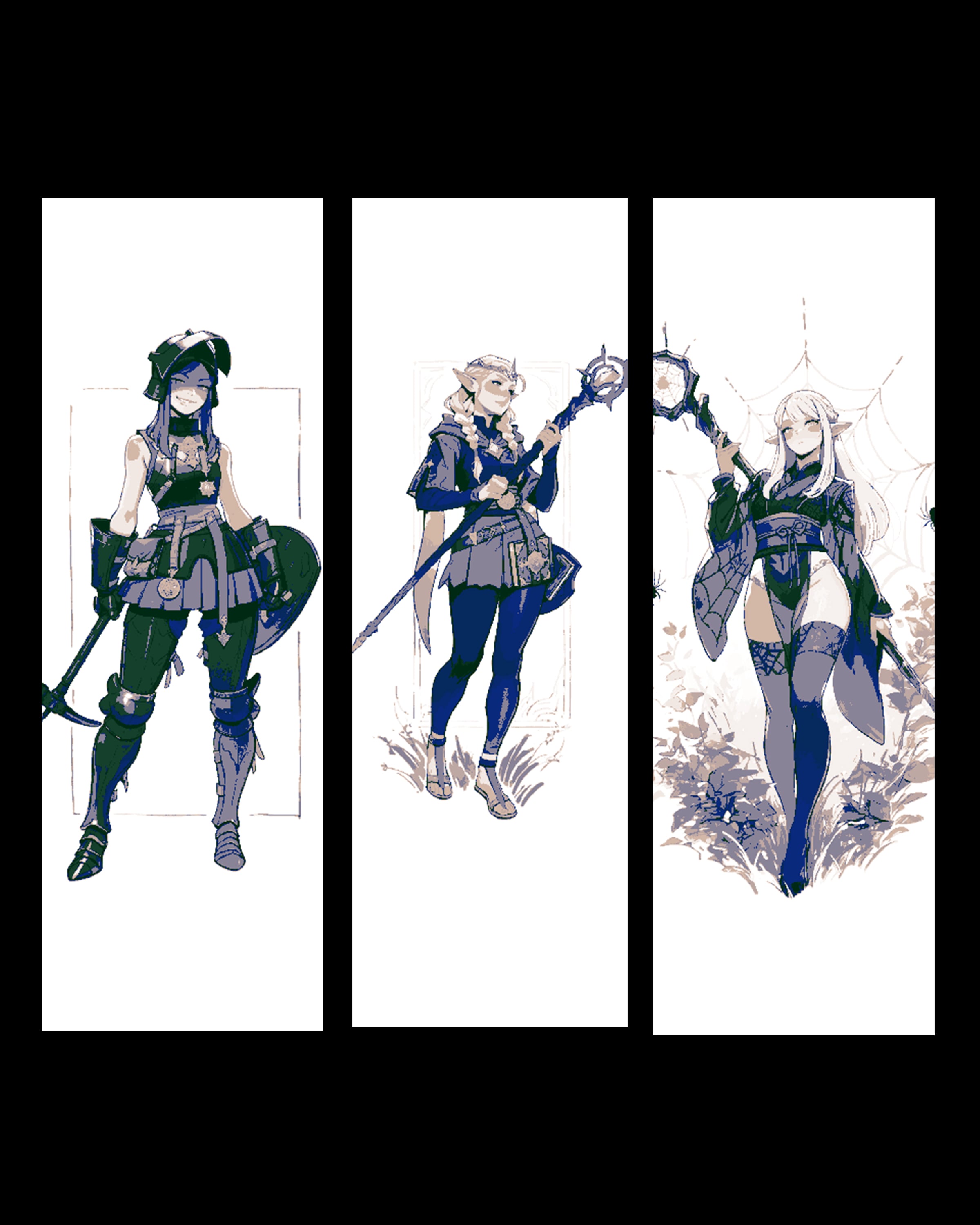 Artists Final Fantasy Style Depictions of Lady Elves - Set of bookmarks 3d model