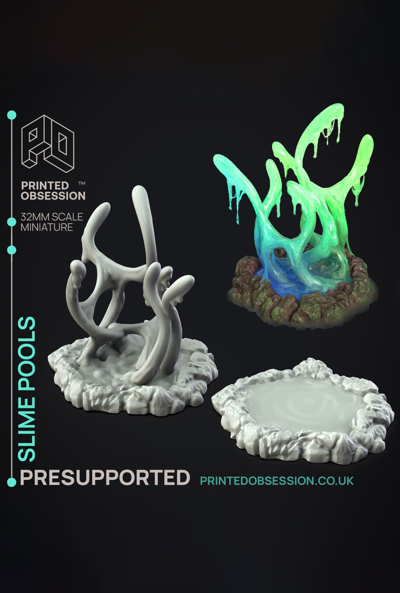 Slime Pool - The Gelatinous Queen - PRESUPPORTED - Illustrated and Stats - 32mm scale 3d model