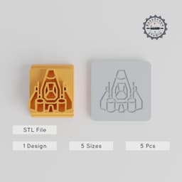 Fighter Ship Stamp Tile Set, 5 Sizes, Spacecraft Design, Perfect for Clay, Cookies & Fondant PRODUCT_1743 3d model