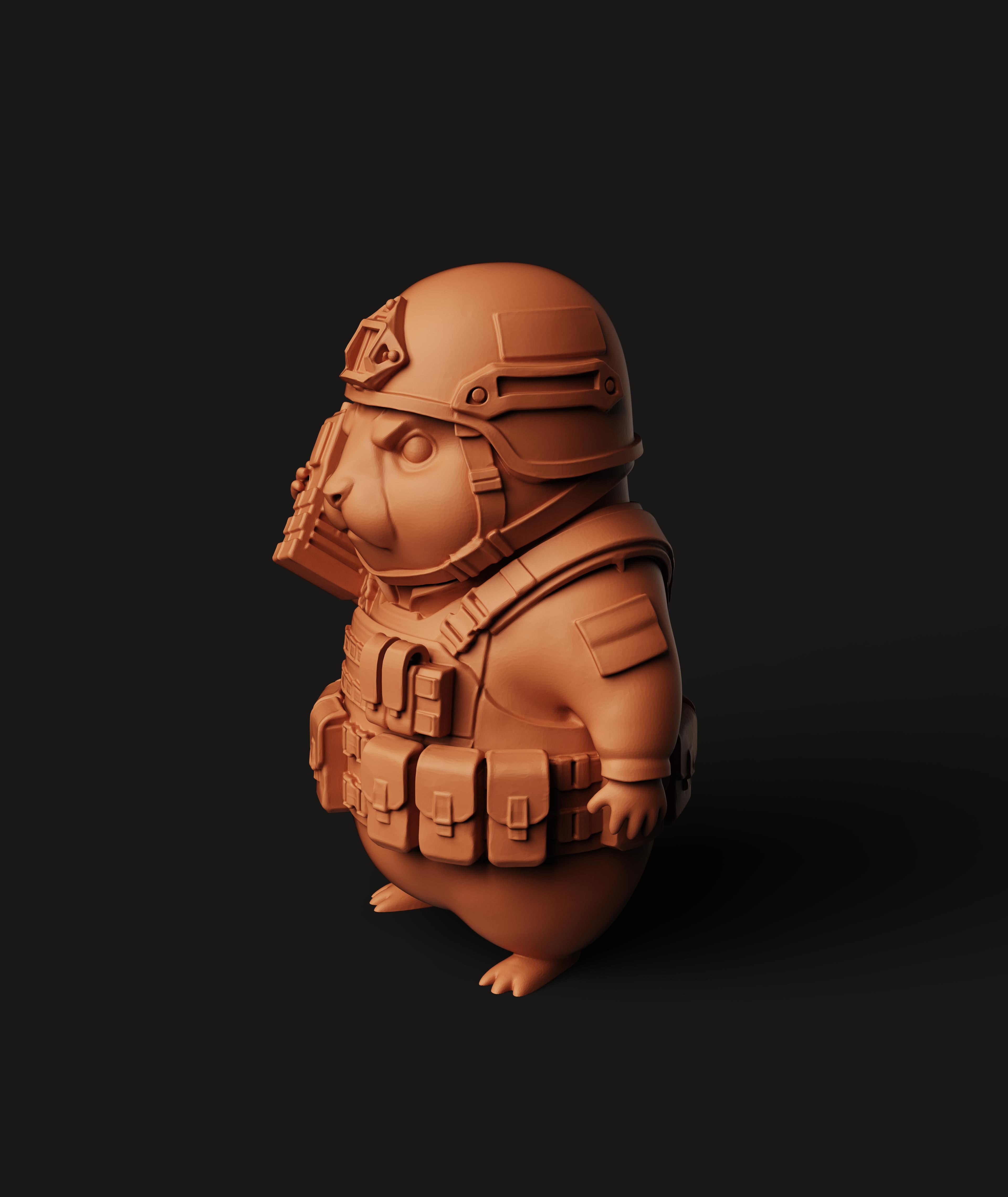 Tactical Hamster Multi-Color 3MF | Military Animal | Bambu Ready 3d model