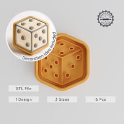 Dice Shape Cutter & Stamp Set, Cookie & Fondant, 3 Sizes, 6 Pieces, Game Cube, Casino, Poker, Play, Luck PRODUCT_1023 3d model