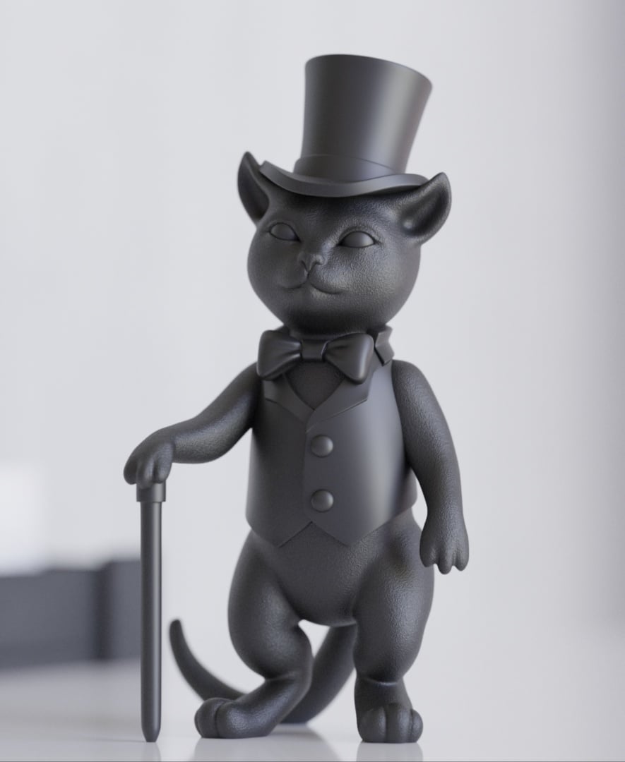 Dapper Cat Figurine – Elegant Gentleman Cat 3d model