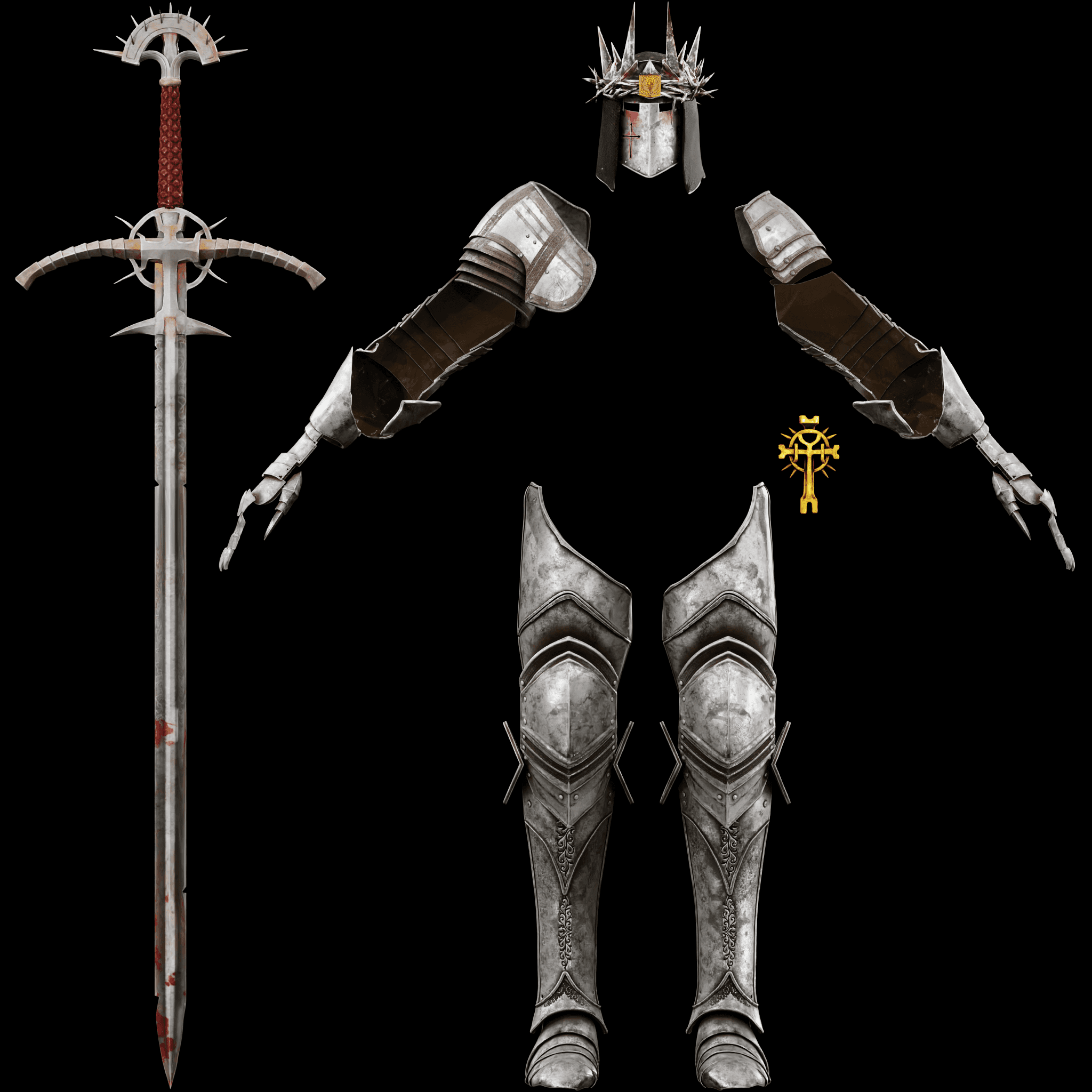 ULTIMATE DARK CRUSADER ARMOR & GREATSWORD LORDS OF THE FALLEN LIFE SIZE – FULL COSPLAY FAN ART STL 3d model