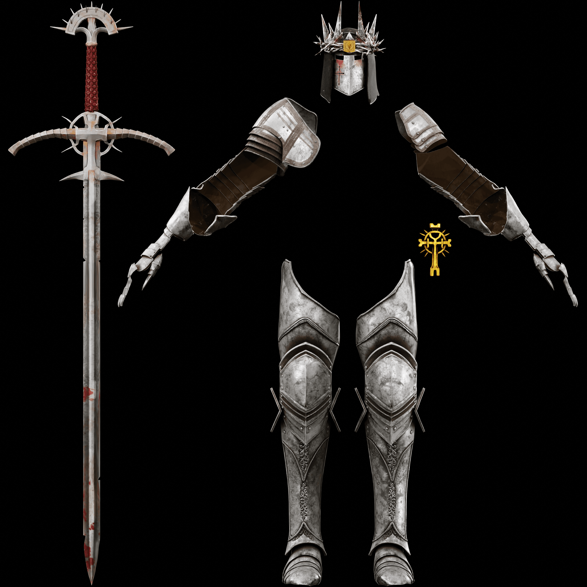 ULTIMATE DARK CRUSADER ARMOR & GREATSWORD LORDS OF THE FALLEN LIFE SIZE – FULL COSPLAY FAN ART STL 3d model
