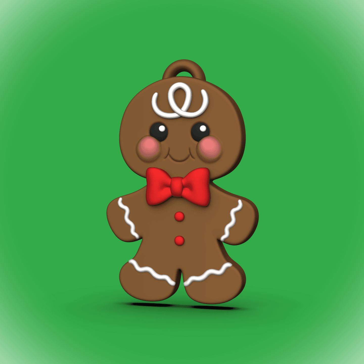Blushing Gingerbread Boy Decor (+Keychain/Ornament) 3d model