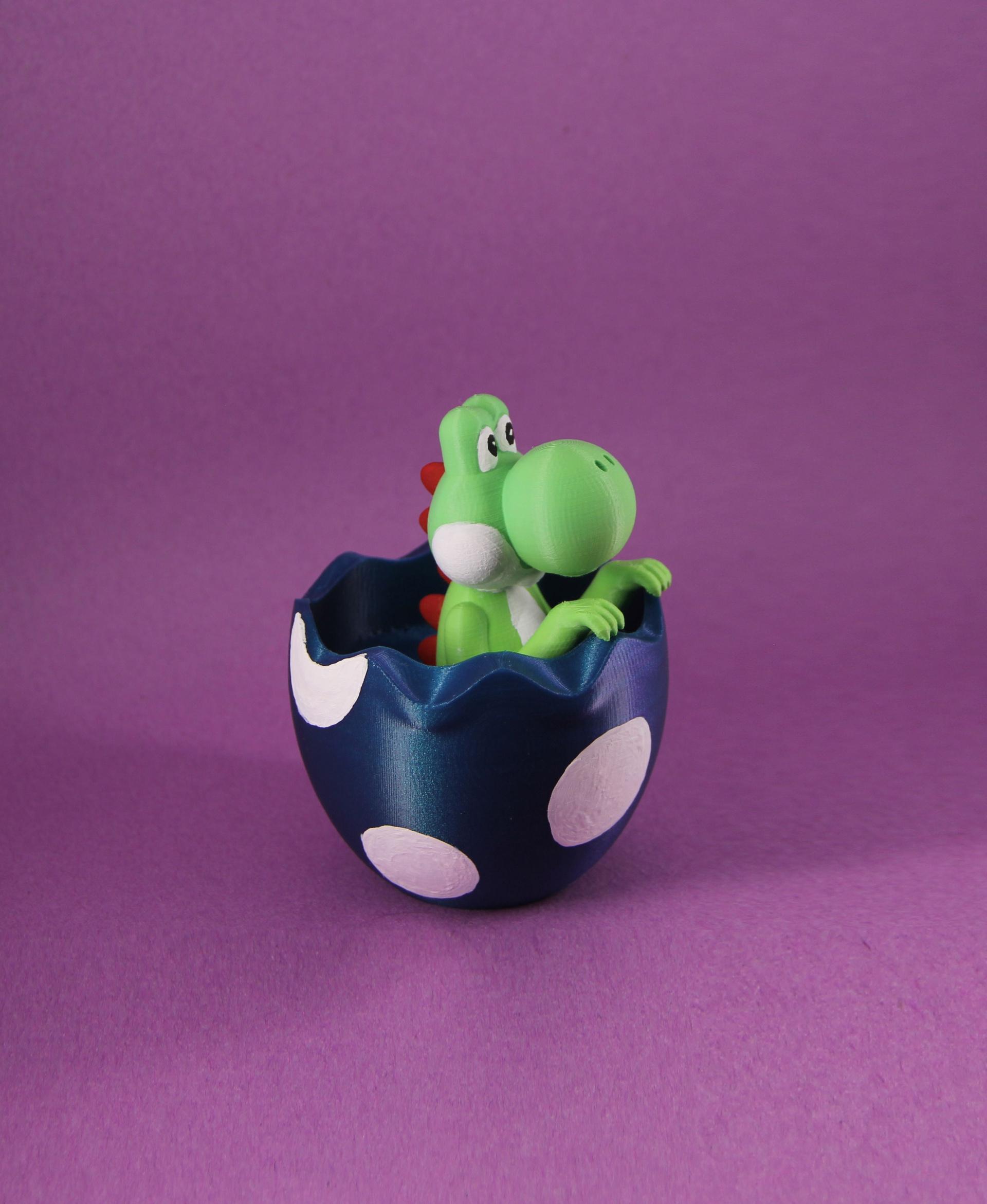 Yoshi Easter Egg - Printed in Polymaker Gradient Summer and Starlight Neptune, handpainted details - 3d model