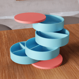 Rotating Tiered Modular Desktop Organizer 3d model