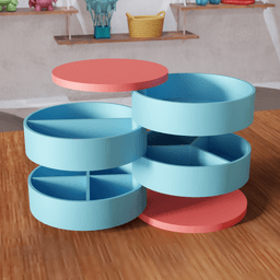 Rotating Tiered Modular Desktop Organizer 3d model