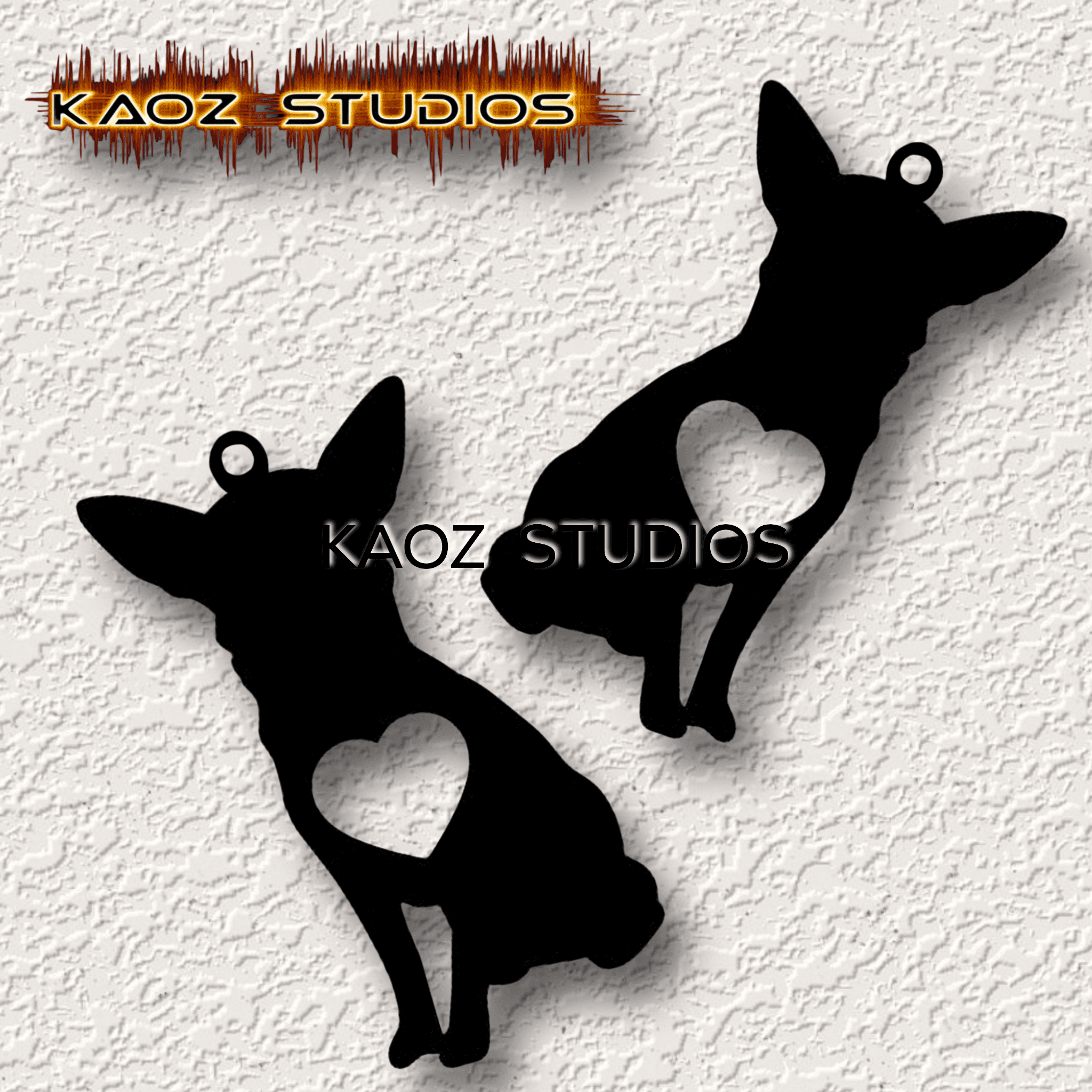 chihuahua earrings heart earrings dog jewelry 3d model