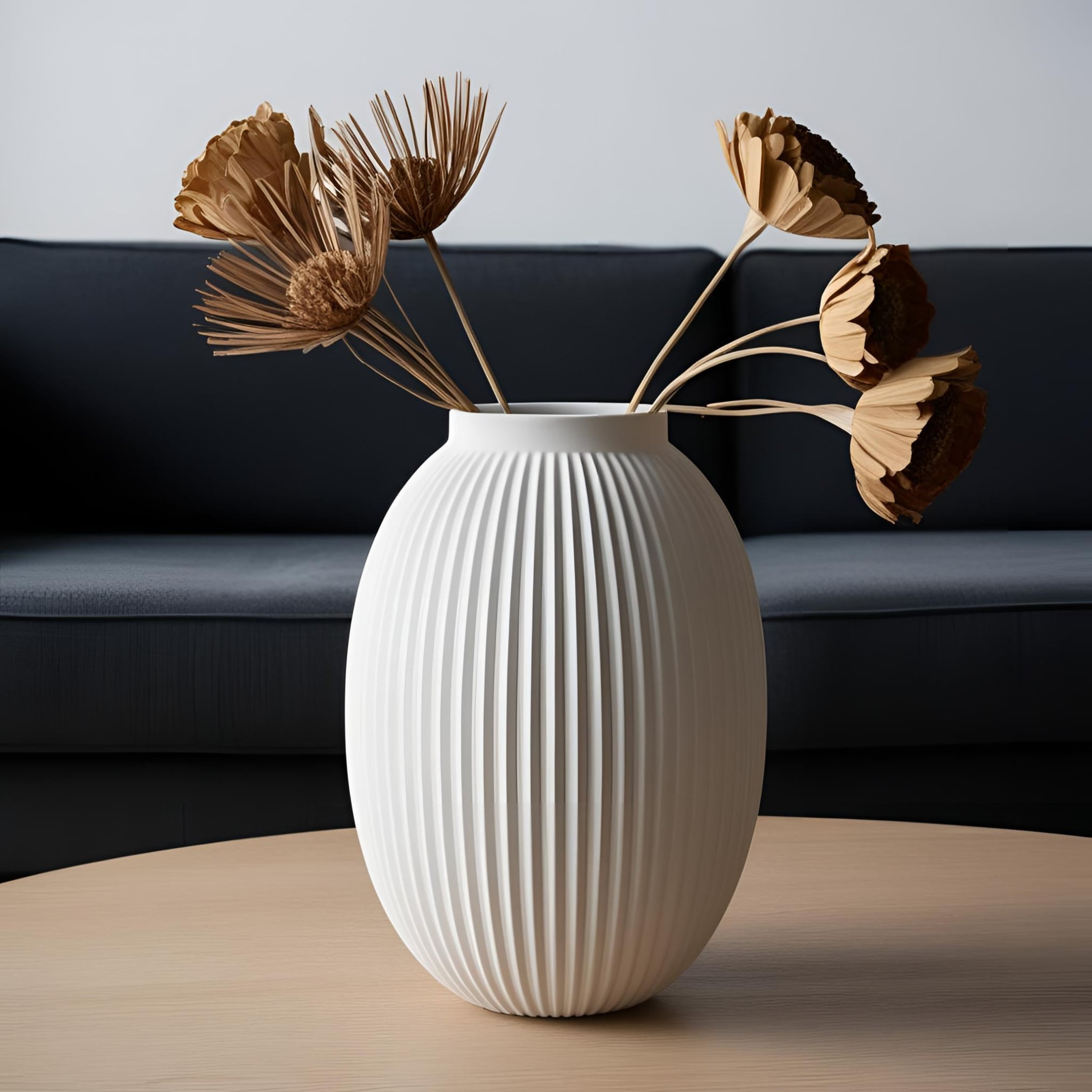 Modern Ribbed Bulbous Design Vase 3d model