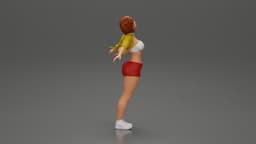 Auburn haired woman twirls with arms outstretched embracing pure freedom 3d model
