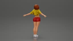 Auburn haired woman twirls with arms outstretched embracing pure freedom 3d model