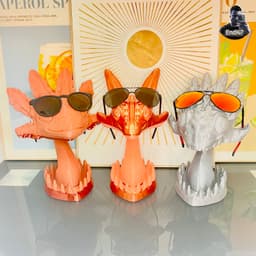 Cute Glasses Holder - Three Sculptures - No Supports - Dragon - Axolotl - Dinosaur 3d model