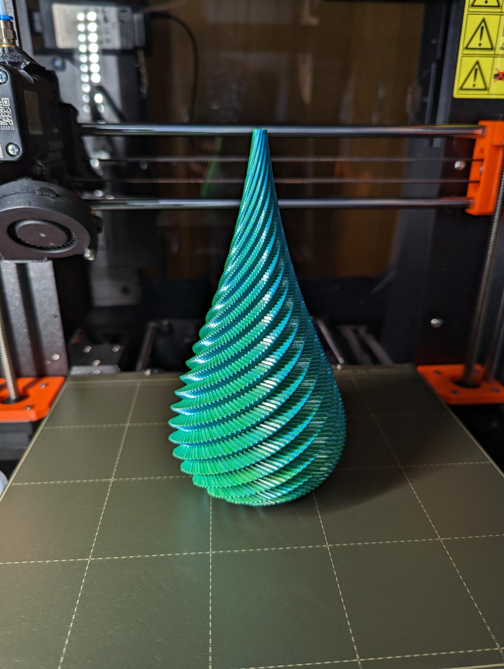 Twisty Christmas Tree 2 - Printed with two colour green/blue filament  - 3d model