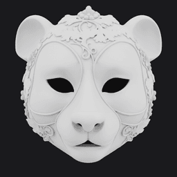 Bear Cat Feline Mask 3D Sculpture 3d model