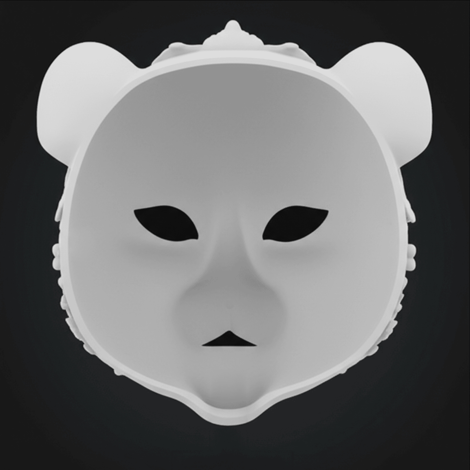 Bear Cat Feline Mask 3D Sculpture 3d model