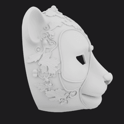 Bear Cat Feline Mask 3D Sculpture 3d model