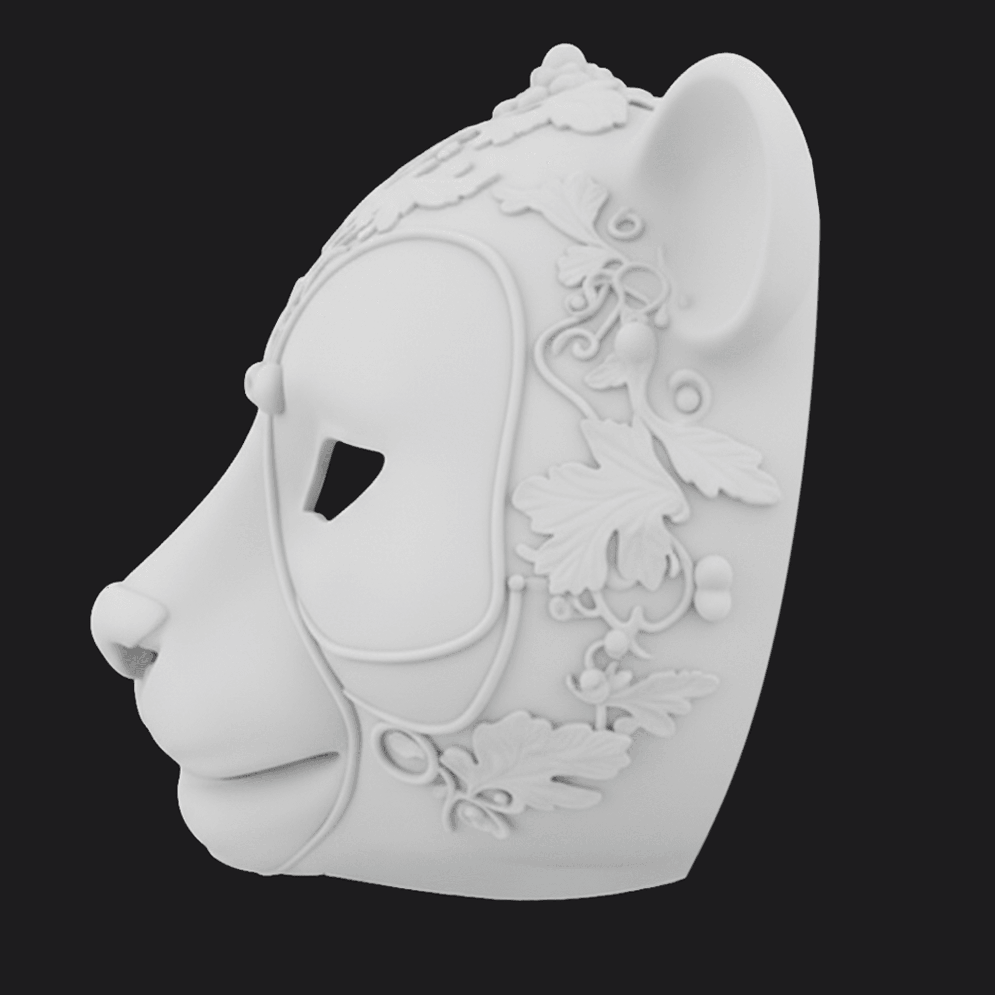 Bear Cat Feline Mask 3D Sculpture 3d model