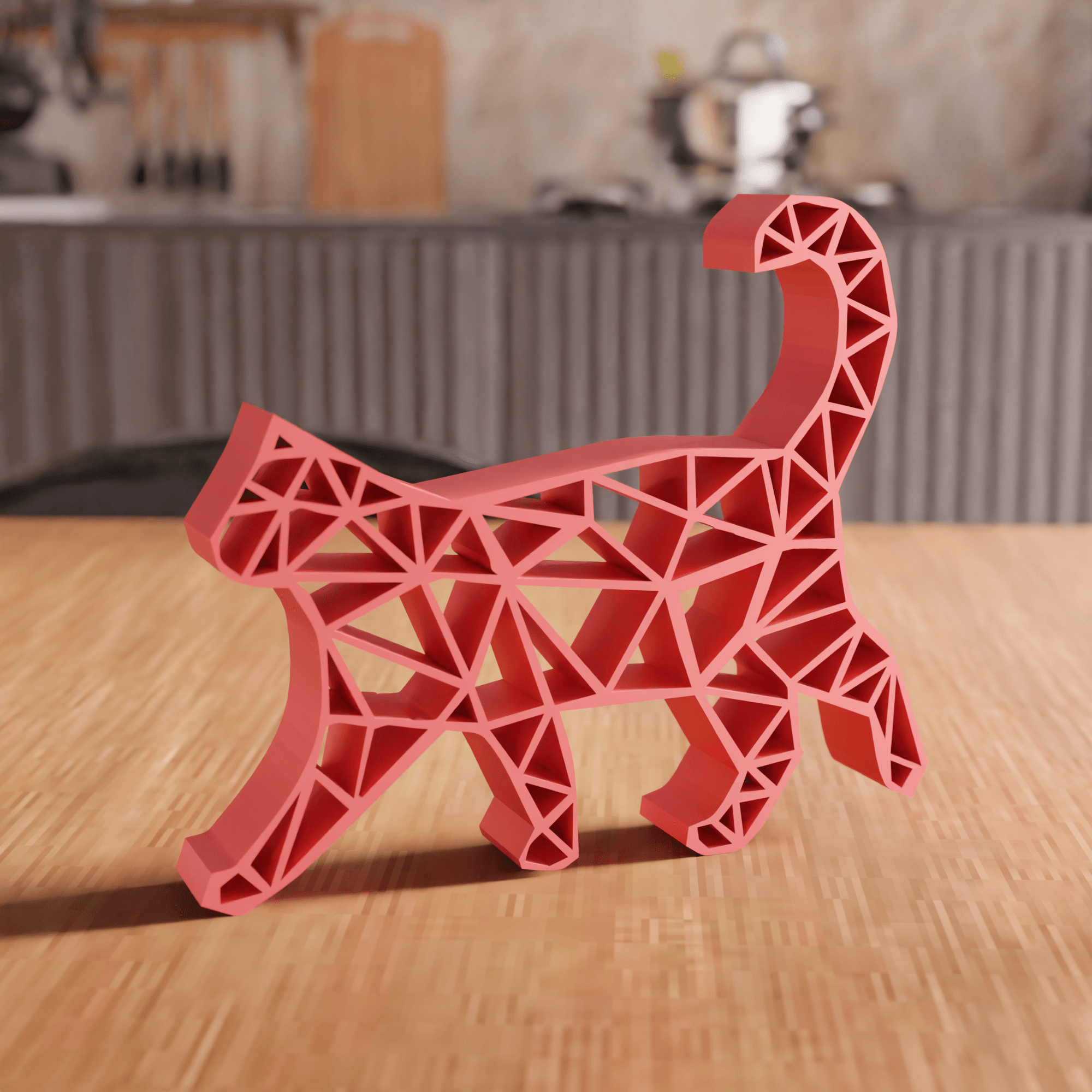 Low Poly Walking Cat Wall and Tabletop Art 3d model