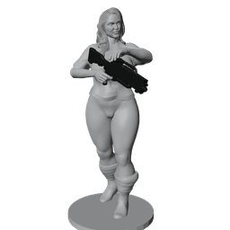 Stocky Futuristic Fighter Woman with Blaster Rifle V2 3d model