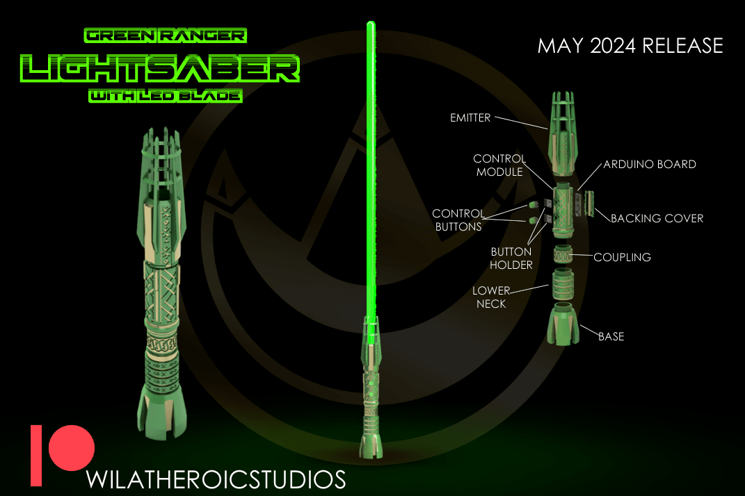 Green Ranger Lightsaber with LED Blade 3d model