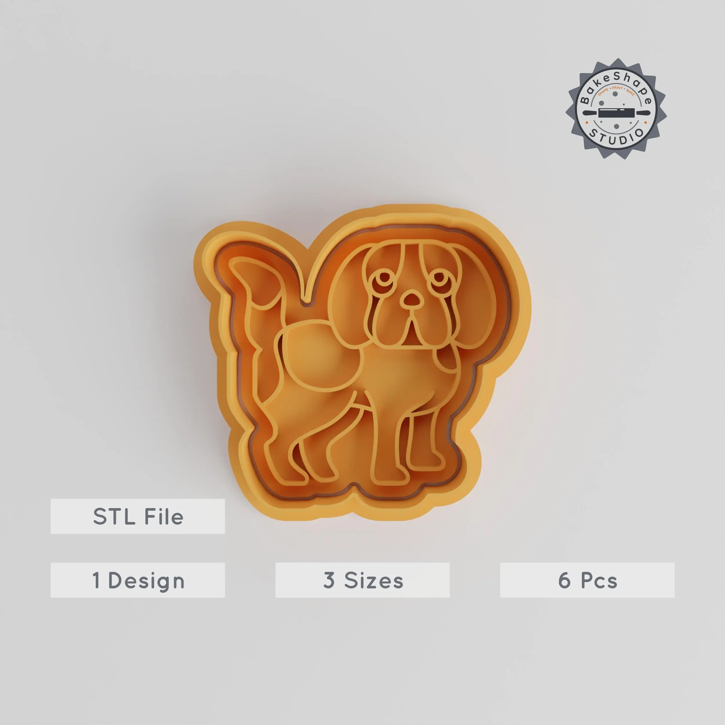 Beagle Shape Cutter & Stamp Set, Perfect for Cookies & Fondant, Includes 3 Sizes, Pet Dog-Themed Baking Tool, Canine Cookie Cutter PRODUCT_5327 3d model