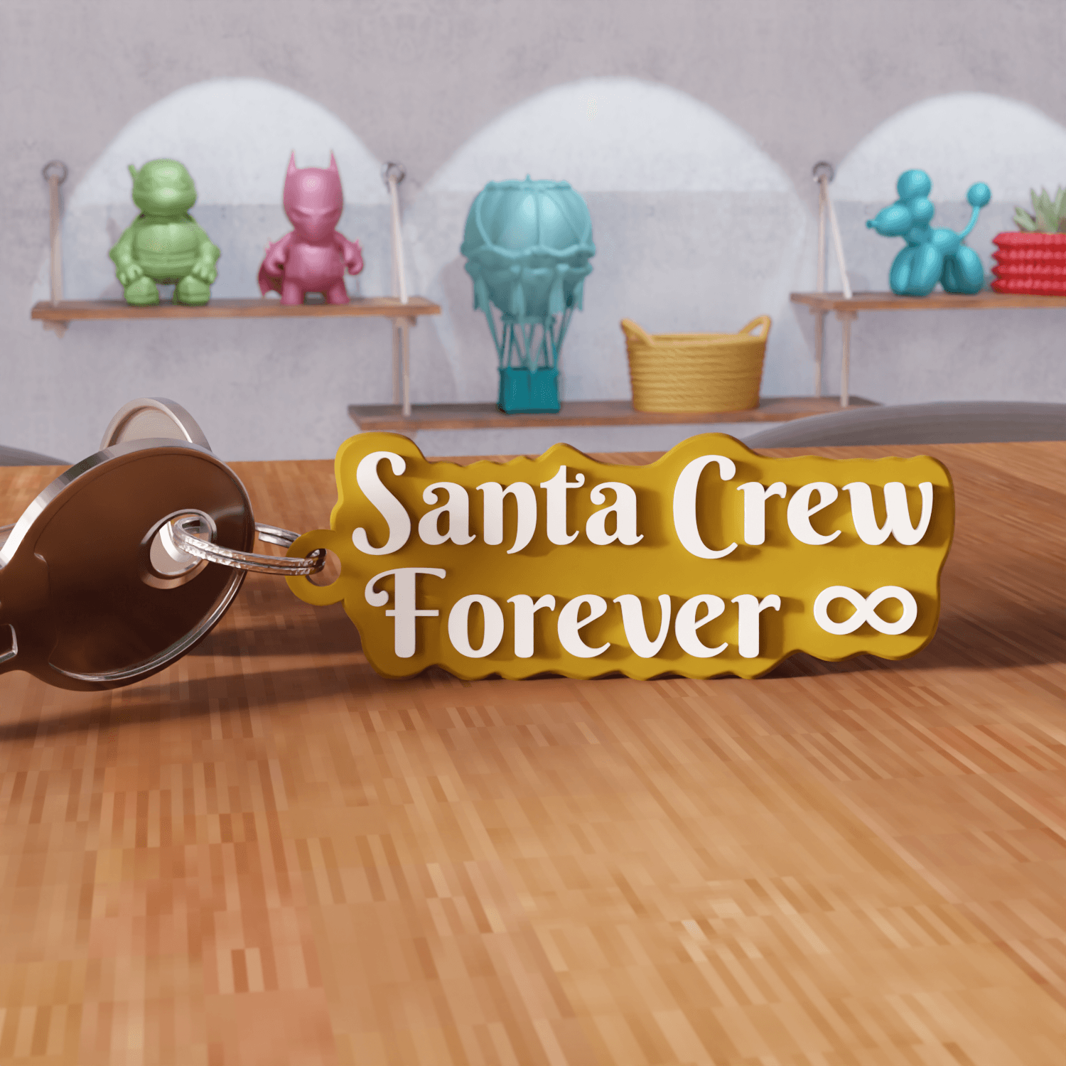 Santa Crew Forever Christmas Keychain 3d model