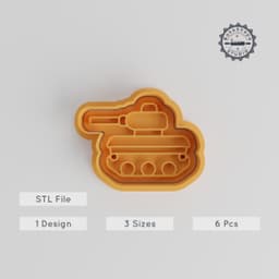 Army Tank Cookie Cutter & Stamp, 6 Pc Set, Military Vehicle Design, S/M/L Sizes, Perfect for Fondant Baking PRODUCT_3197 3d model
