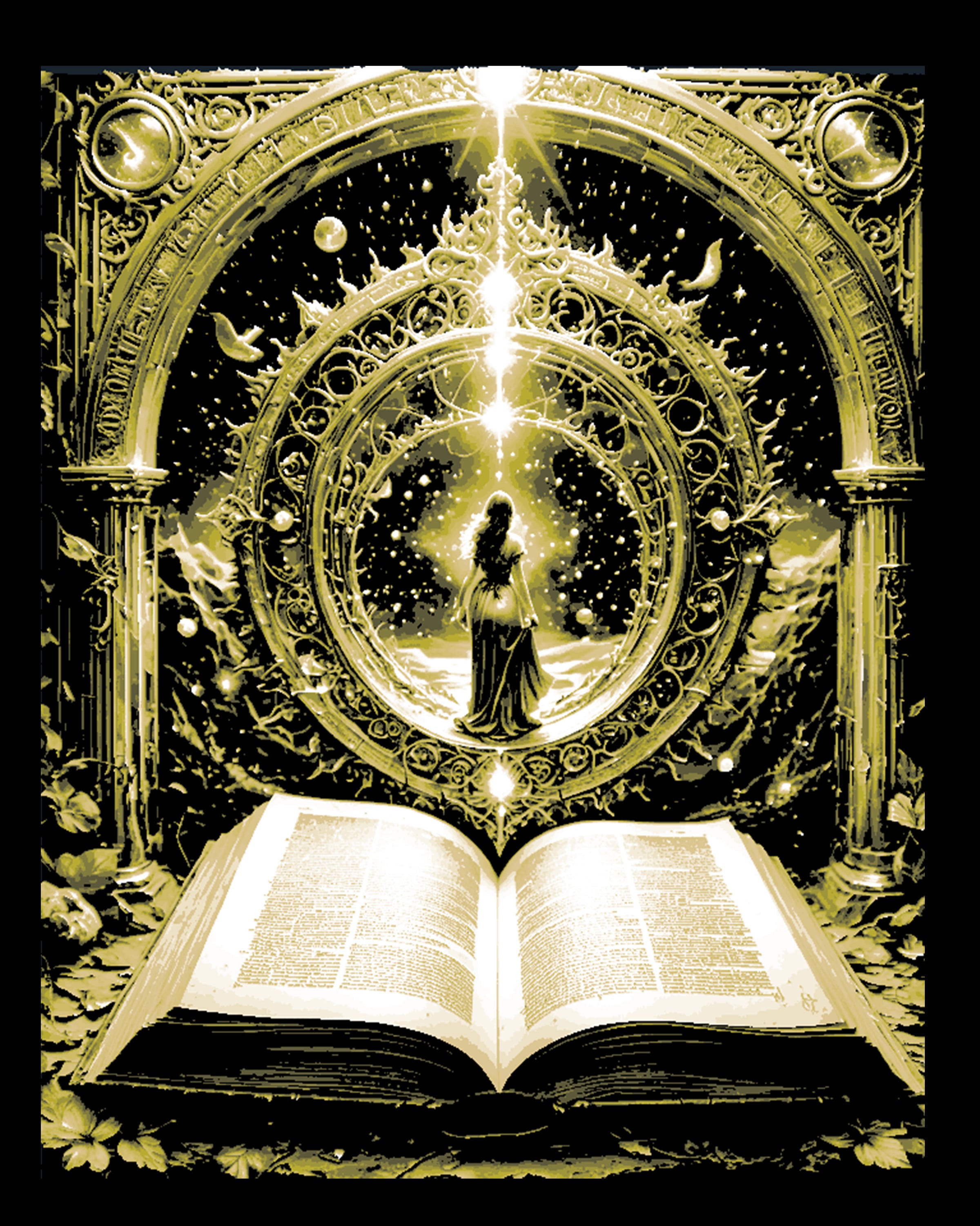 Religion, Life, Power and the Cosmos come through books - Wall Art 3d model