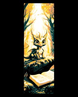 Sitting down for a little reading time - Young Dragon with Books set of Bookmarks 3d model