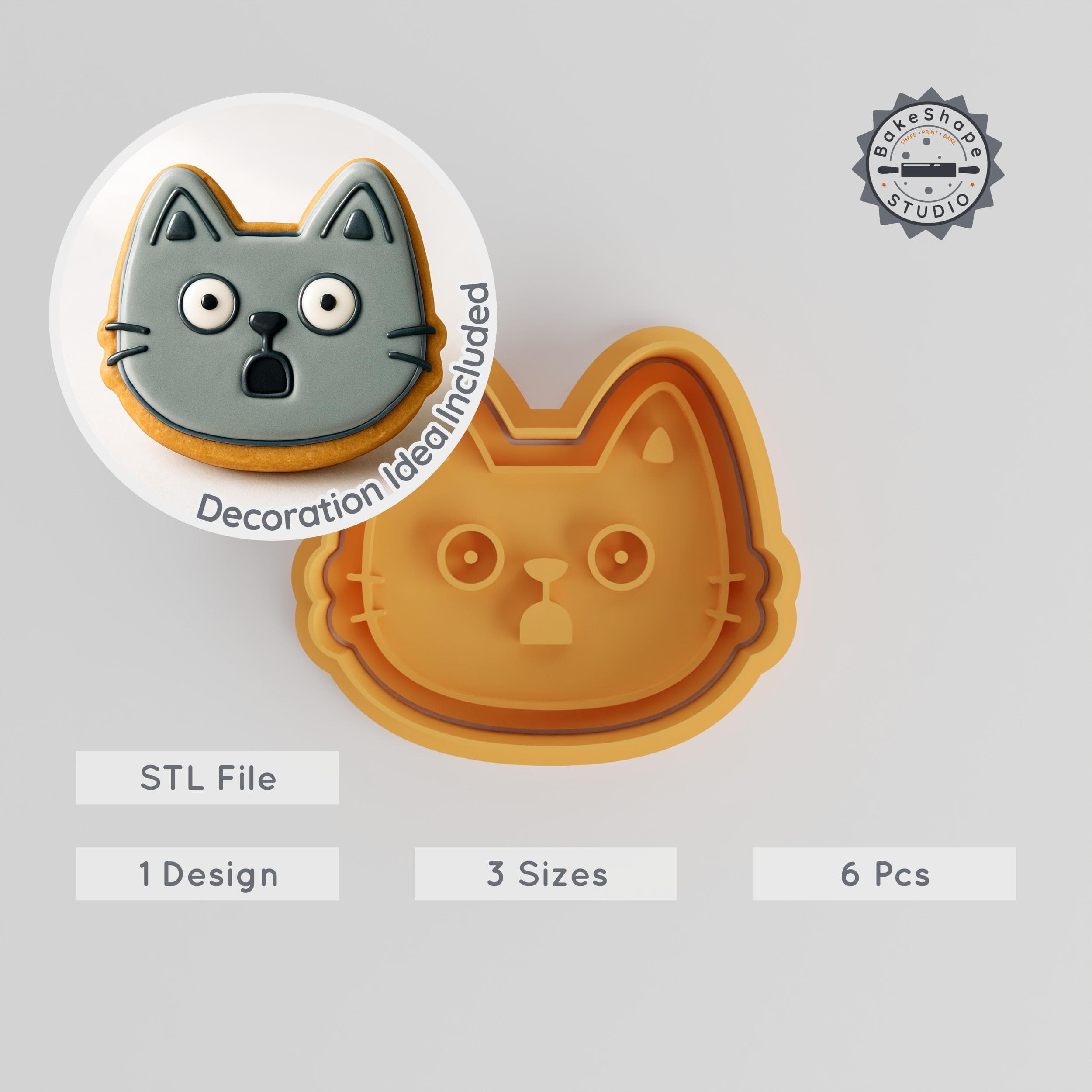 Stunned Face Cookie Cutter & Stamp Set, 6-Piece Bundle, Shocked & Surprised Expressions, Perfect for Cookies & Fondant PRODUCT_865 3d model