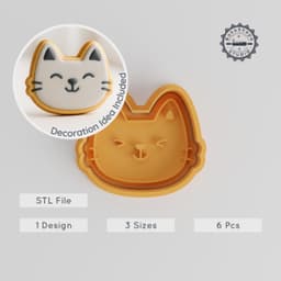 Happy Cookie Cutter & Stamp Set, 3 Sizes, Joyful Baking Tool, Blissful & Merry Face Design PRODUCT_834 3d model