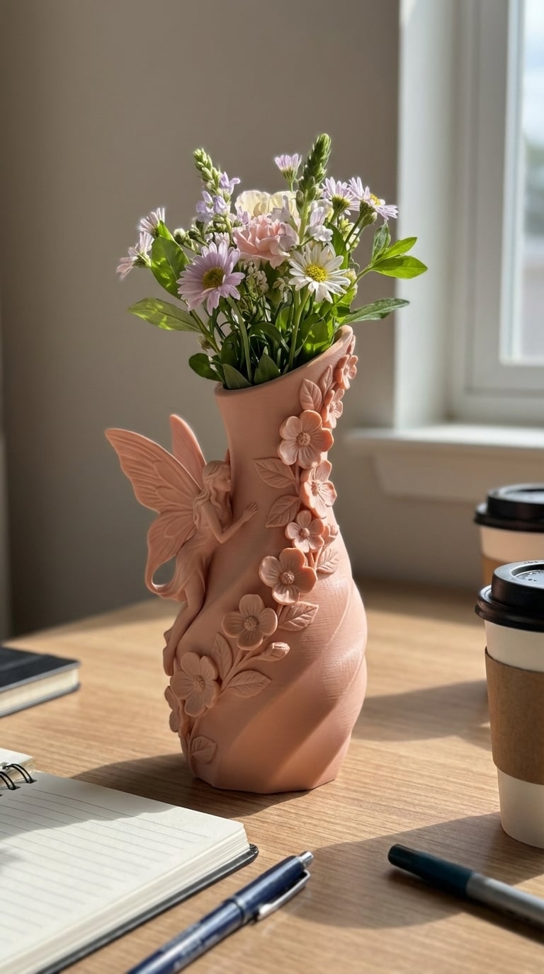 Fairy Garden Sculptural Vase – Enchanted Floral Home Decor 3d model