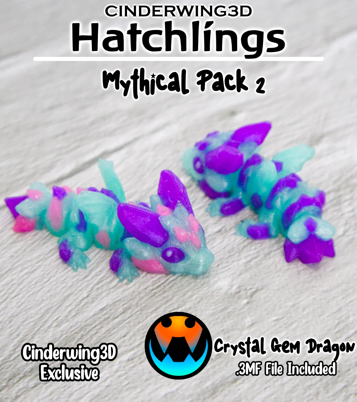 Crystal Gem Dragon - Hatchling 3d model