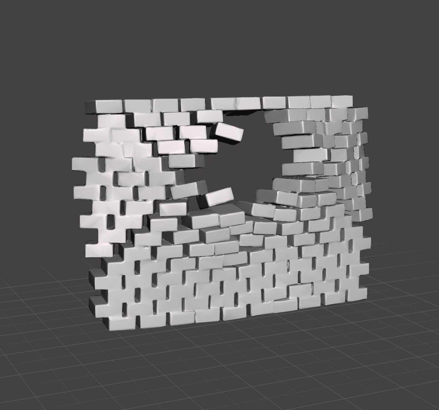 penetrated_brick_wall-solid 3d model