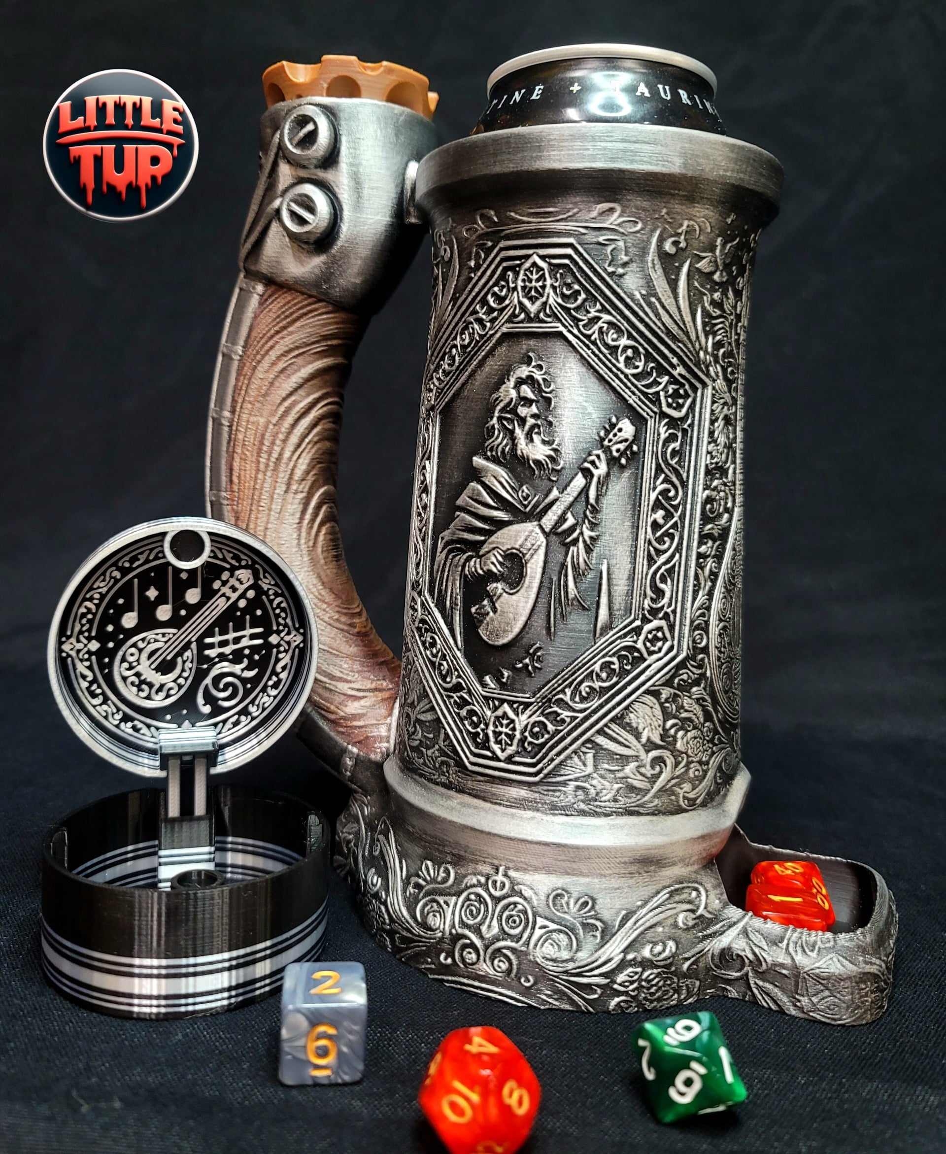 The Bard 16 oz Can Cozy Dice Tower 3d model