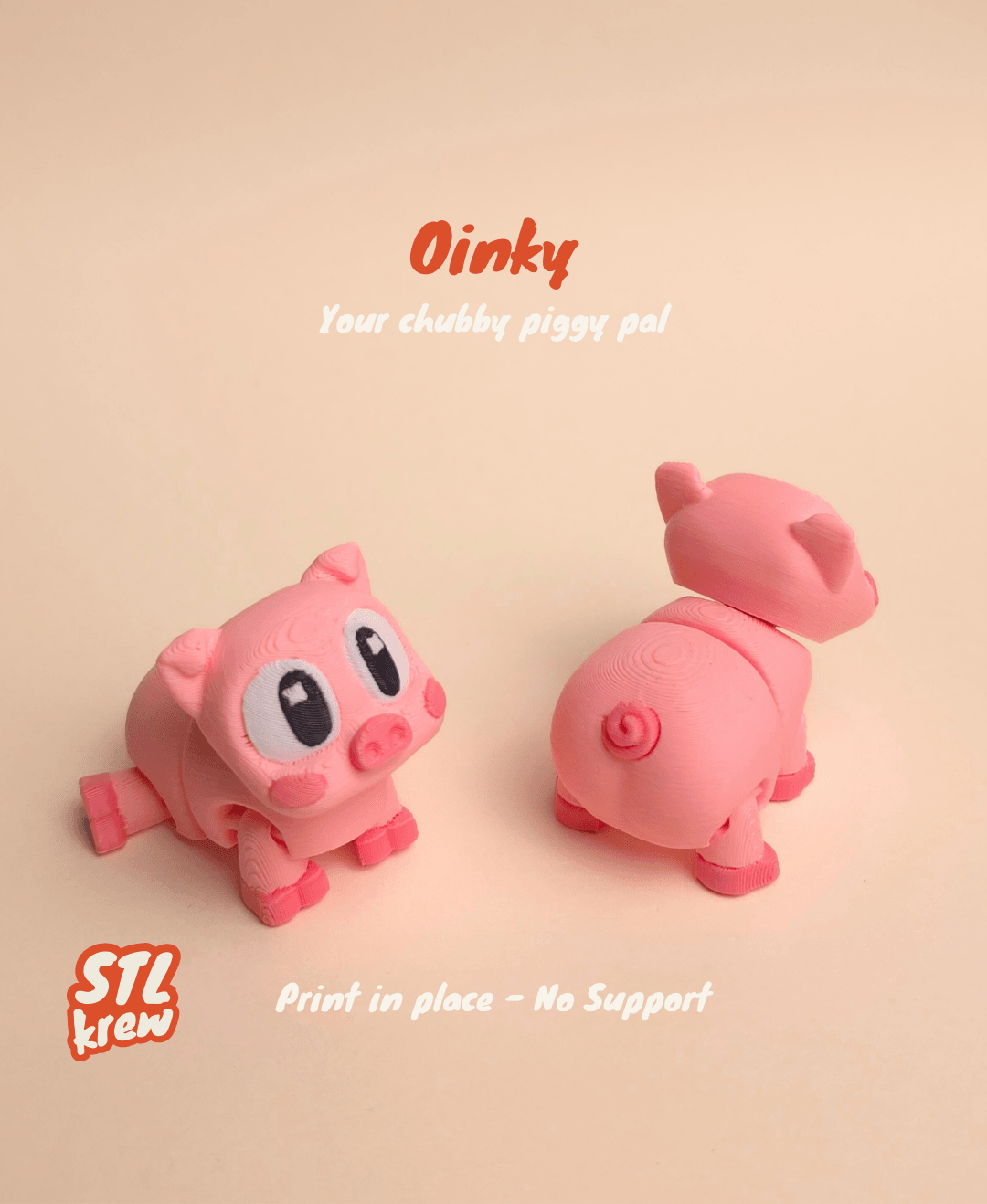 Cute Pig articulated print in place 3d model