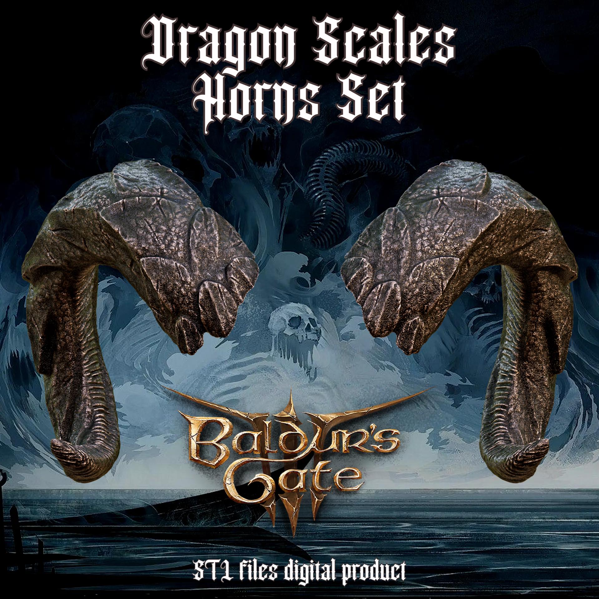 TIEFLING FANTASY DRAGONS SCALES HORNS SET BALDURS GATE 3 3d model