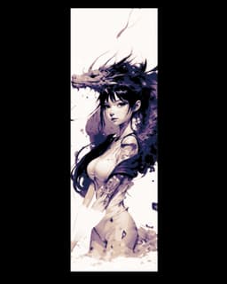 Rough Sketches of beautiful Asian Women - Set of Bookmarks 3d model