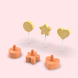 3D Cake Pop Molds Set, 3 pcs. Star - Heart - Round Shape, DIY Baking Molds, Cookie Decorating 3d model