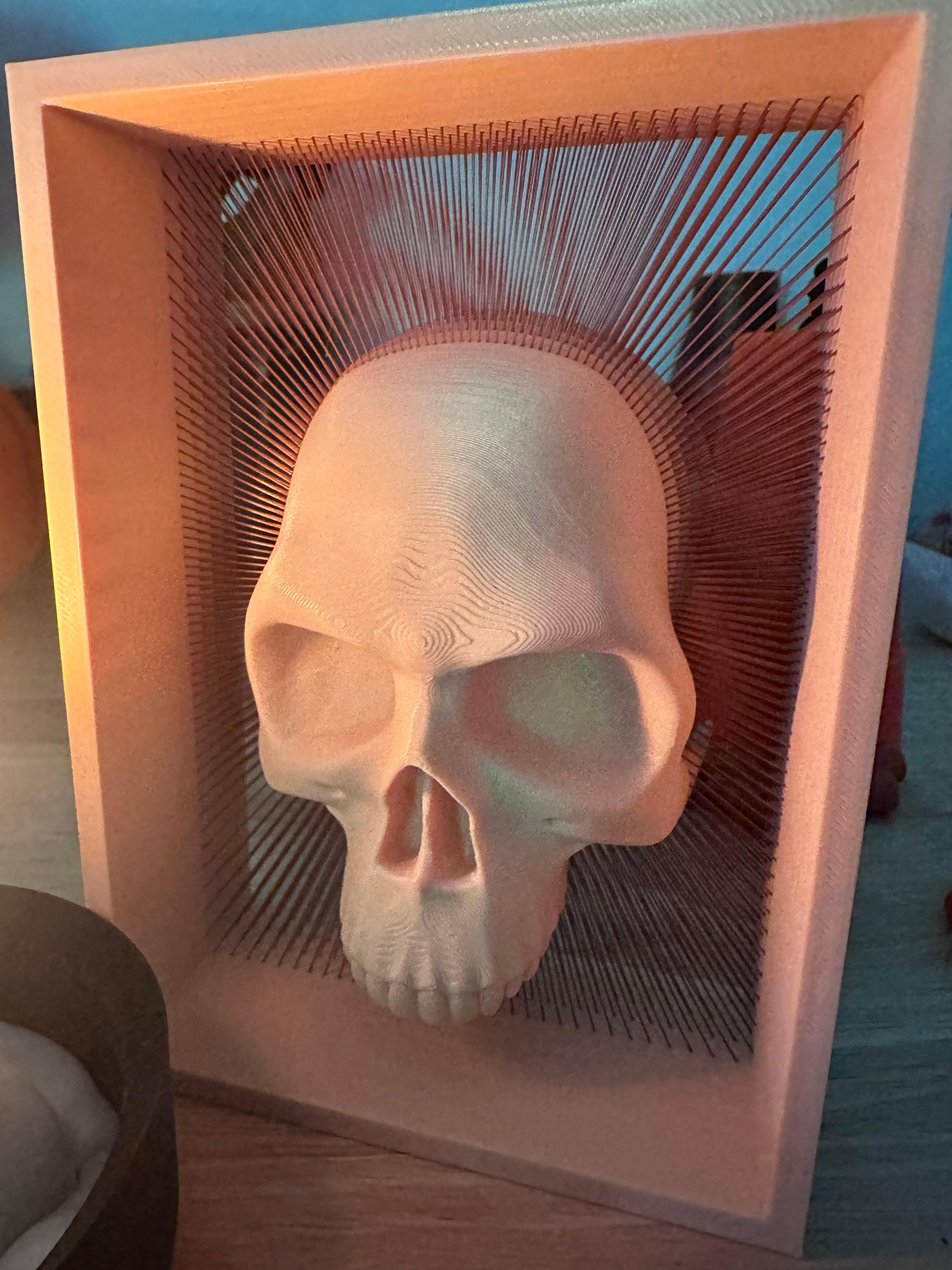 SPOOKY SKULL SHADOW BOX - STRING MODEL PAINTED FOR BAMBULAB MMU 3d model