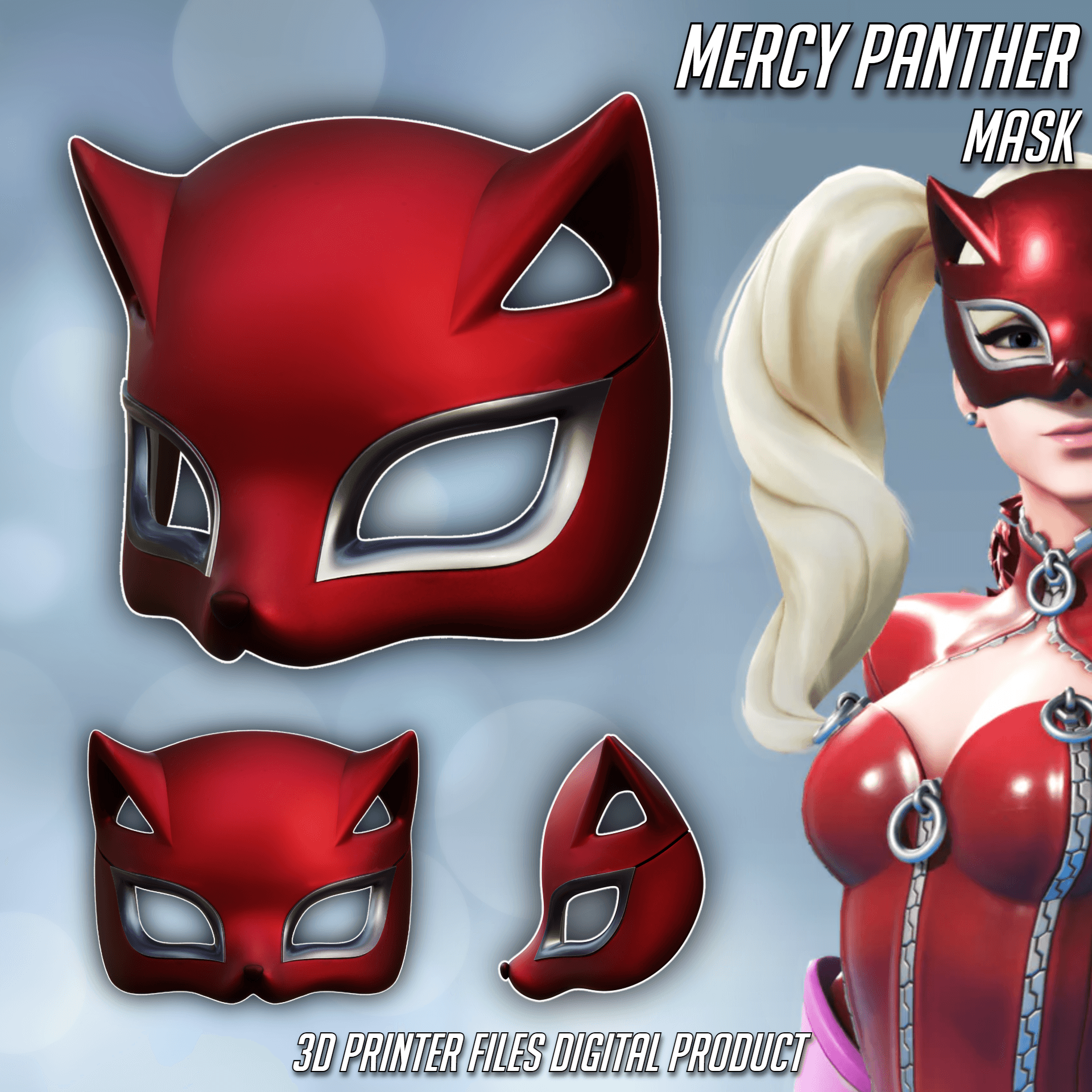 Mercy Panther Cosplay Mask OverWatch 2 Persona Colab 3d model