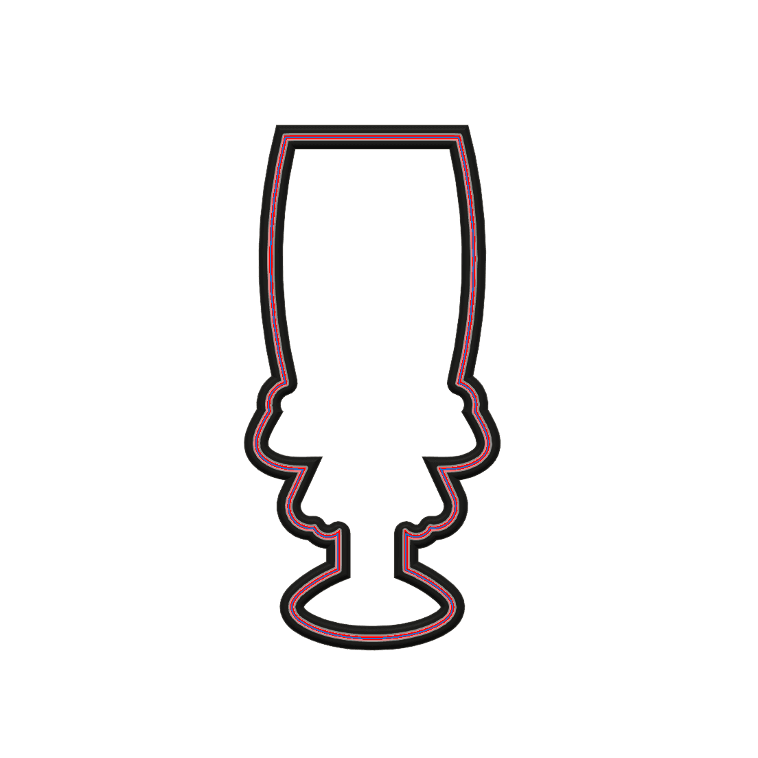 Champagne Glass with Bow Cookie Cutter STL File - 4 inches 3d model