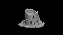 Round Watchtower Ruin STL - Printable D&D Tabletop Terrain 3d model